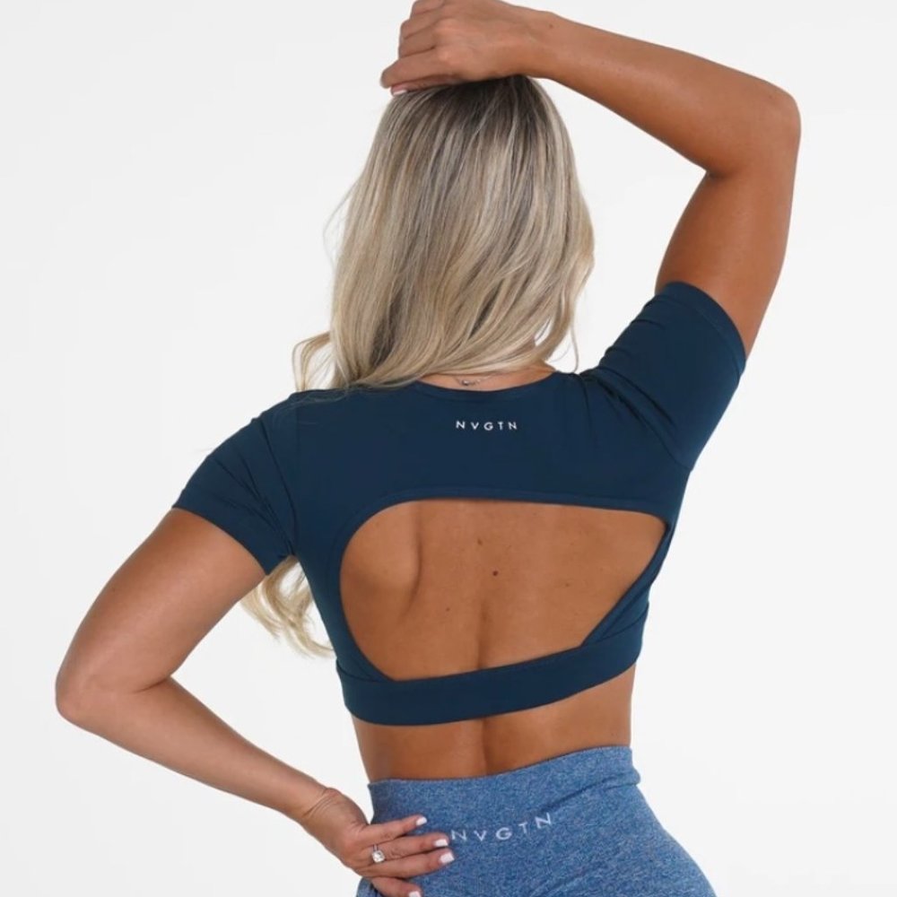 NVGTN Navy Blue Open Back Tee